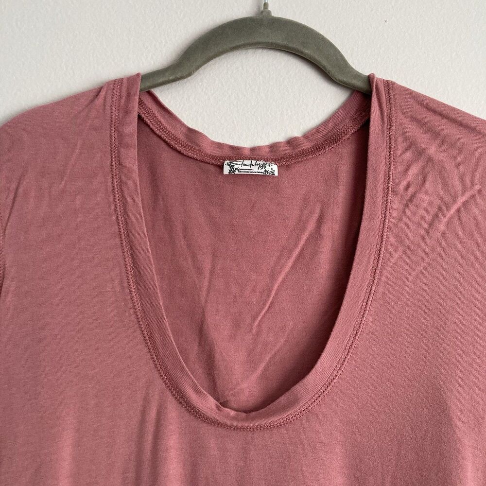 Free People Intimately Pink Scoop Neck Long Sleeve Top Medium Y2K Style Stretch - Picture 2 of 6